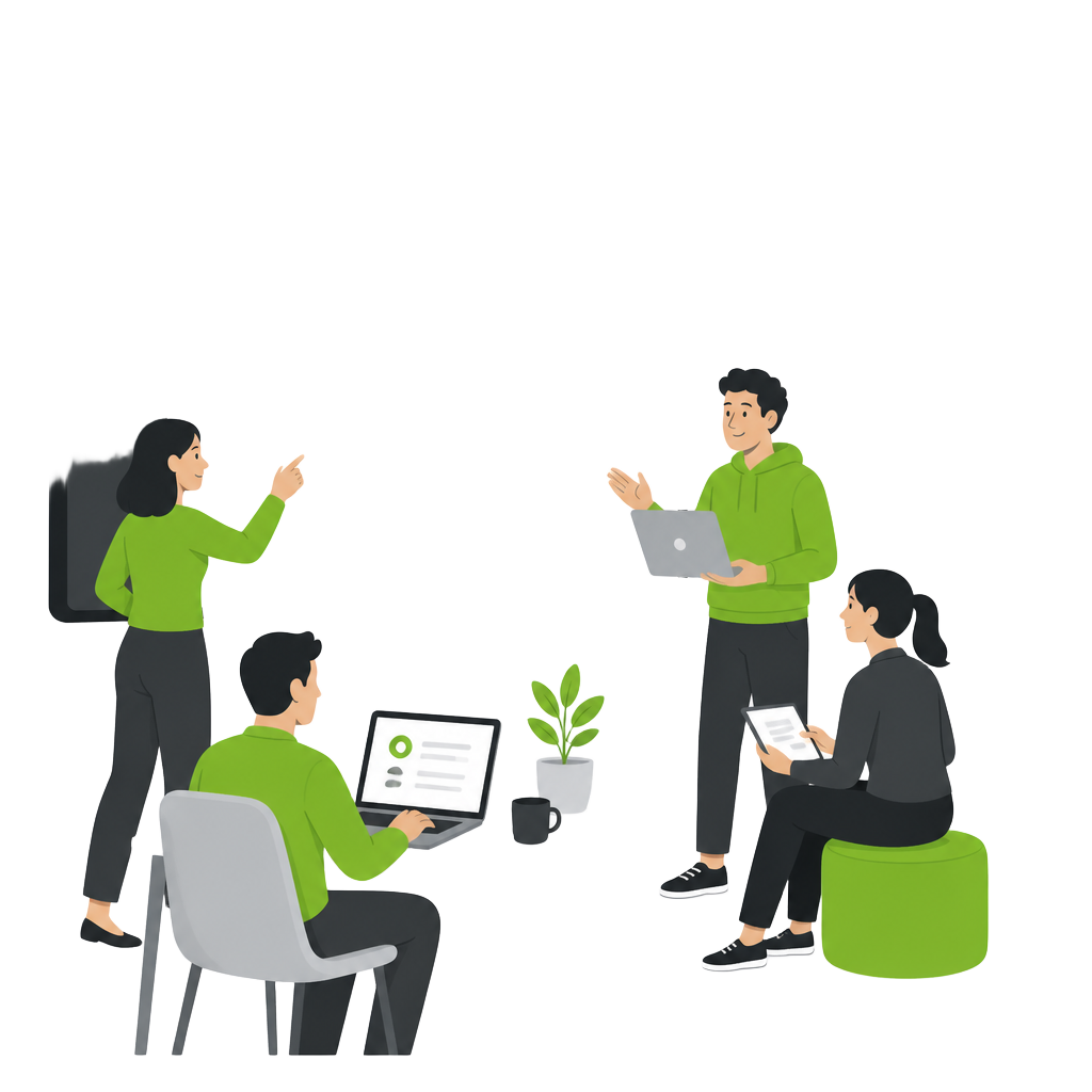 Agile teamwork and fast iterations illustration